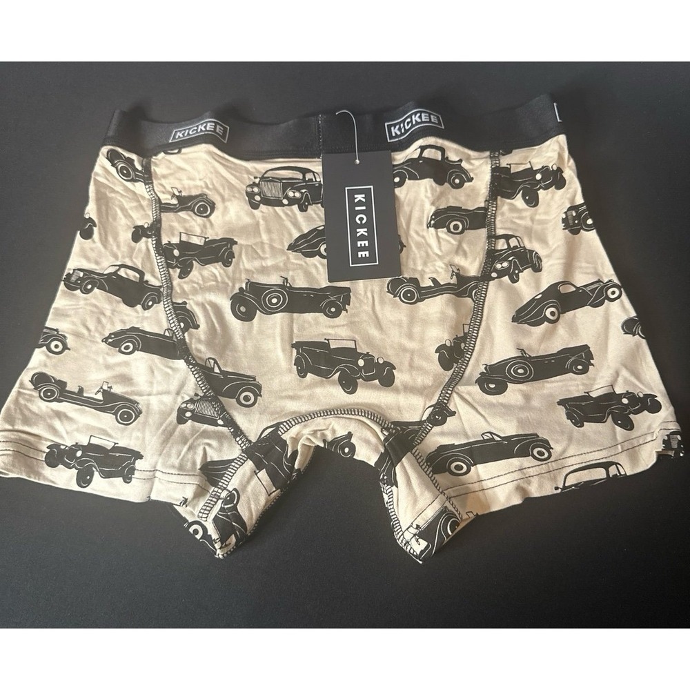 *NEW* Mens Medium KicKee Pants Boxer Briefs Bamboo Antique Cars